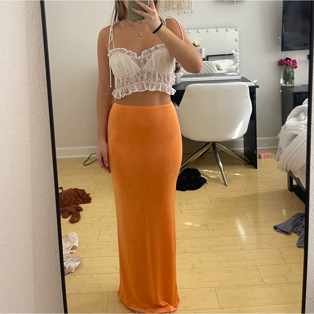 orange edikted long skirt